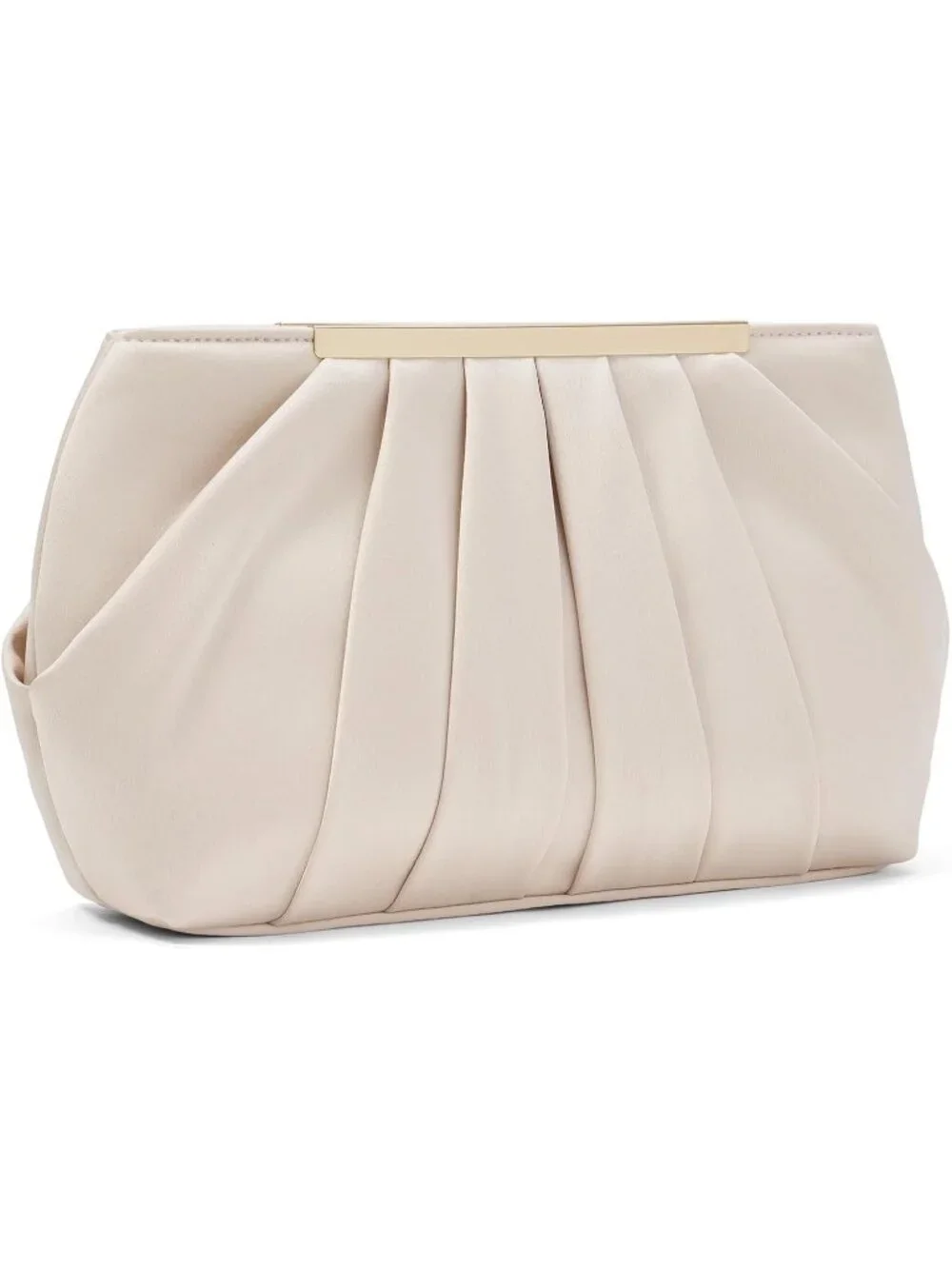 👜 Women's Gold Satin Evening Bag Elegant Pleated Formal Clutch With Chain